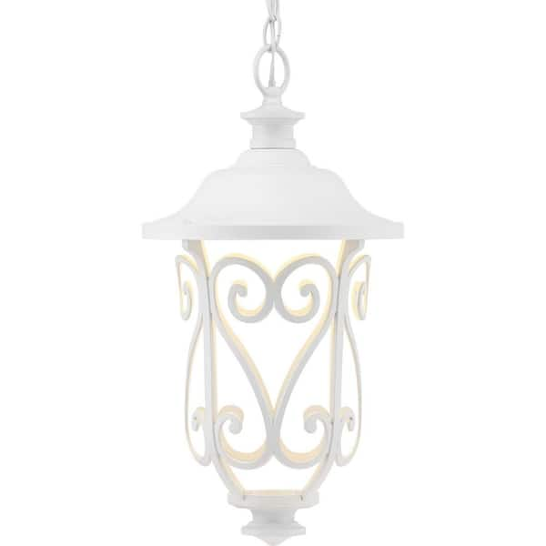 Progress Lighting Leawood LED Collection 1-Light White Transitional Outdoor Hanging Lantern Light