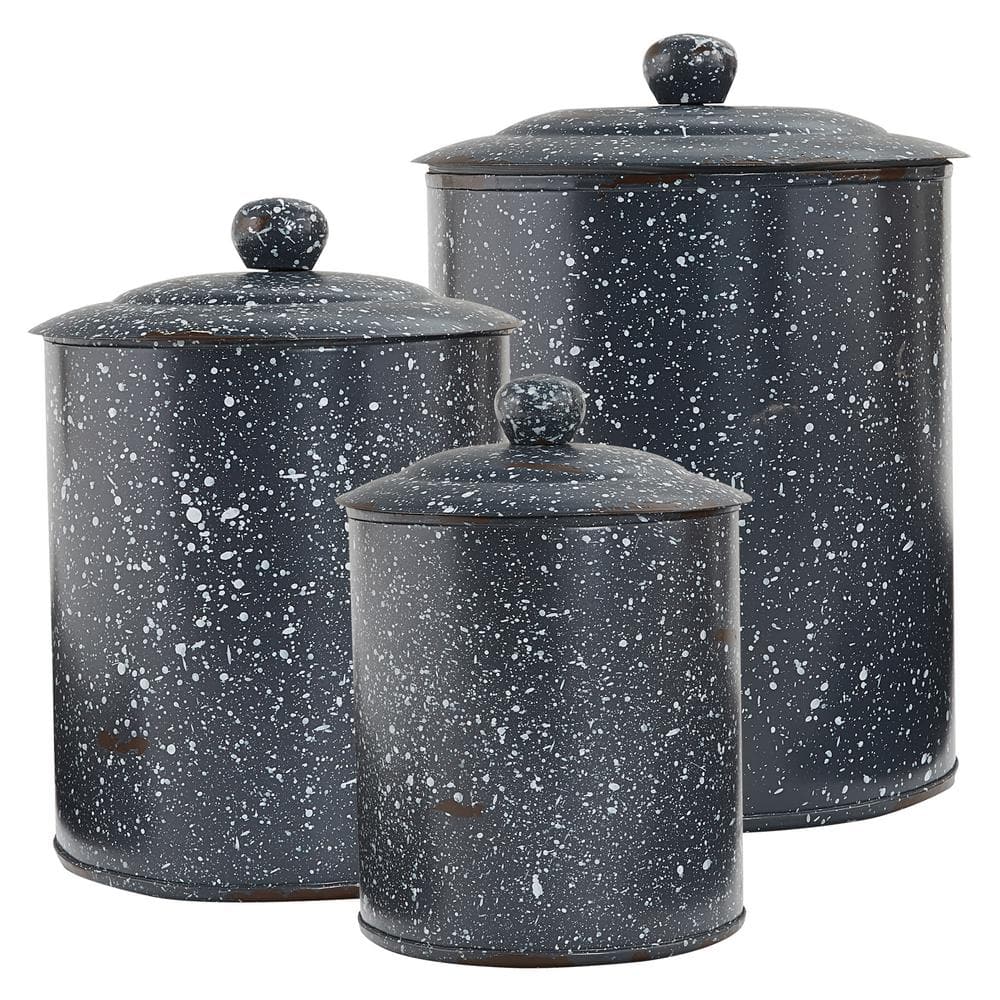 Granite Enamelware Black and White Canister Set