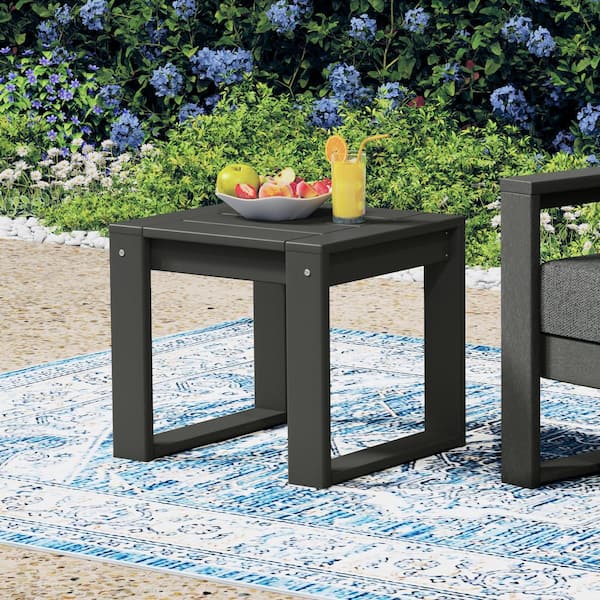 Endless Outdoor Patio All Weather HDPE Plastic End Table, Gray