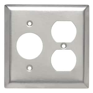 Pass & Seymour 302/304 S/S 2 Gang 1 Single Outlet 1 Duplex Wall Plate, Stainless Steel (1-Pack)