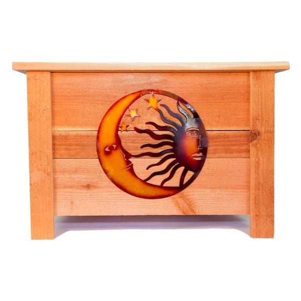 Hollis Wood Products 24 in. x 24 in. Redwood Planter with Metal Celestial Art