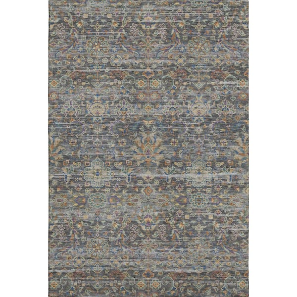 Mayfield Premium Machine Washable Abstract AMF2485 Gray 9 ft. x 12 ft. Area Rug