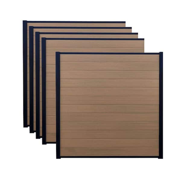 6 ft. x 6 ft. Valla Composite Fence Panel Teak (5-Pack)