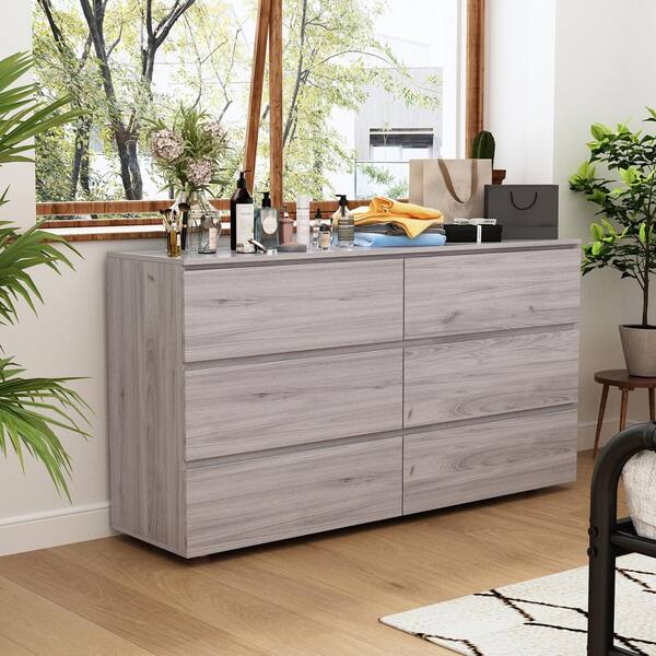 FUFU&GAGA 5 Drawers Gray Wooden Chest of Drawers Dresser With 4 Doors and  Adjustable Shelves 59.1 in. W x 33.5 in. H x 15.7 in. D KF020263-03-cc -  The Home Depot