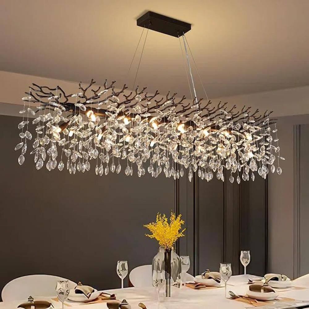 Modern Chandelier 47 in. 20-Light Black Chandelier for Dinning Room, Living Room, Foyer, Bedroom price history on PriceWatchPro