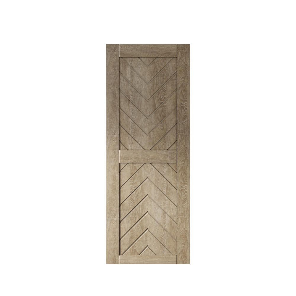 JT4 30 in. x 80 in. C-Panel Solid Core Classic Gray Fishbone Design Pine Wood Interior Sliding Barn Door Slab price history on PriceWatchPro