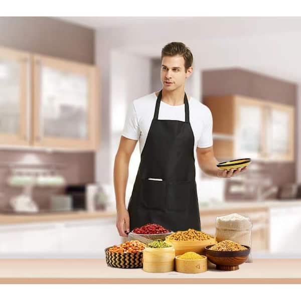Angel Sar Blue Plain Bib Decor Apron with 2 Pockets for Kitchen Cooking Restaurant BBQ Painting and Crafting 8 Pack CJ10JK21 The Home Depot
