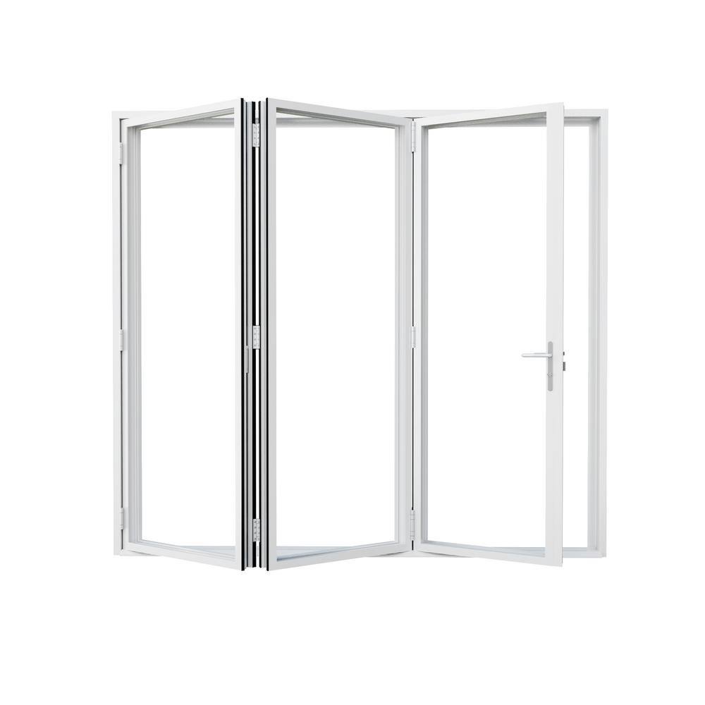 81 in. x 96 in. Left Center Opening/Outswing Double Tempered Glass White Aluminum Folding Patio Door price history on PriceWatchPro