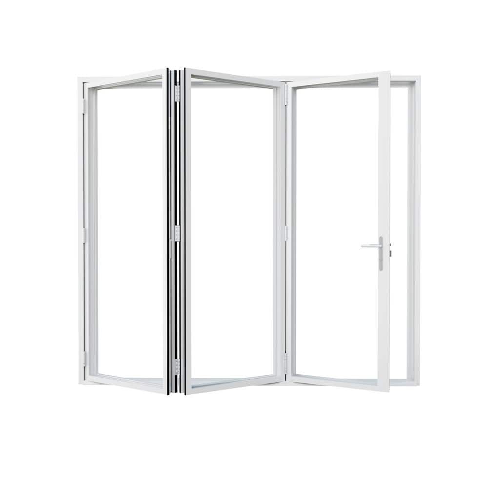105 in. x 96 in. Left Center Opening/Outswing Double Tempered Glass White Aluminum Folding Patio Door price history on PriceWatchPro