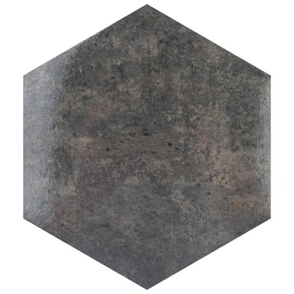 Merola Tile Capri Hex Nero 8 in. x 7 in. Porcelain Floor and Wall Take ...