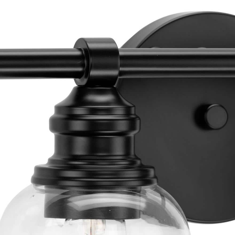 Ambrose Matte Black 4-Light Vanity Fixture with Clear Glass Shades