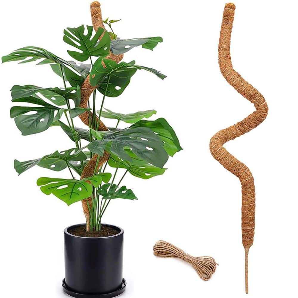 NVNOO 48 in. Bendable Coir Moss Pole for Garden Climbing Plants Pothos Philodendron, Brown (1-Pack)