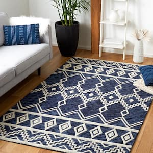Abstract Navy/Ivory 5 ft. x 8 ft. Chevron Tribal Area Rug
