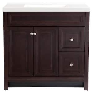 Brinkhill 37 in. W x 22 in. D Bath Vanity in Chocolate with Cultured Marble Vanity Top in White with White Sink