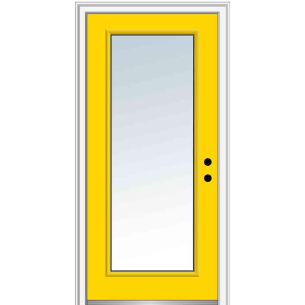 MMI Door 32 in. x 80 in. Classic Left-Hand Inswing Full-Lite Clear Painted Fiberglass Smooth Prehung Front Door, 4-9/16 in. Frame