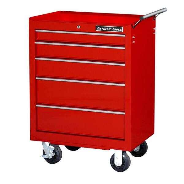 Extreme Tools 26 in. 5-Drawer Standard Roller Cabinet, Red