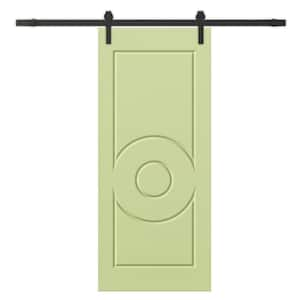 36 in. x 84 in. Sage Green Stained Composite MDF Paneled Interior Sliding Barn Door with Hardware Kit