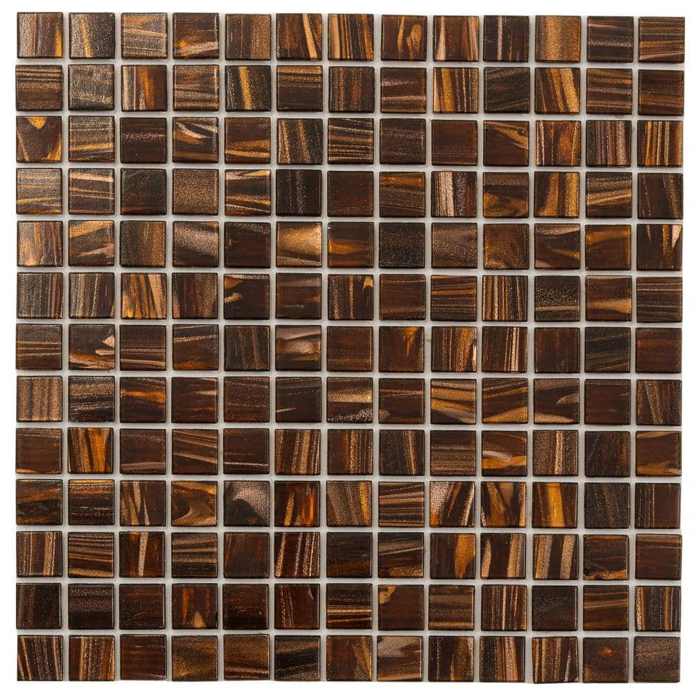 Celestial 12 in. x 12 in. Glossy Brown and Gold Glass Mosaic Wall and Floor Tile (20 sq. ft./Case) (20-Pack) price history on PriceWatchPro