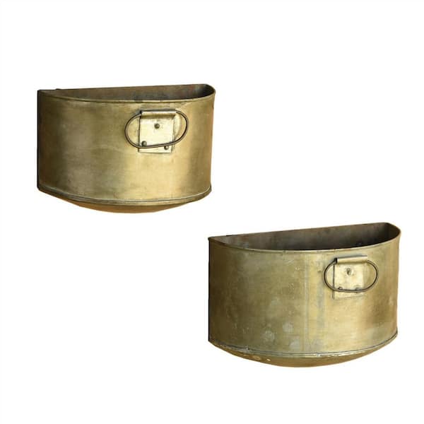 HomeRoots 8 in. Multicolor Half Bucket Metal Planter (Set of 2)