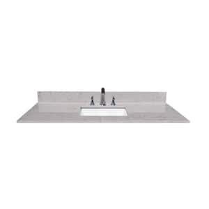 49 in. W x 22 in. D Engineered stone composite Vanity Top in Grey with white rectangle Single sink
