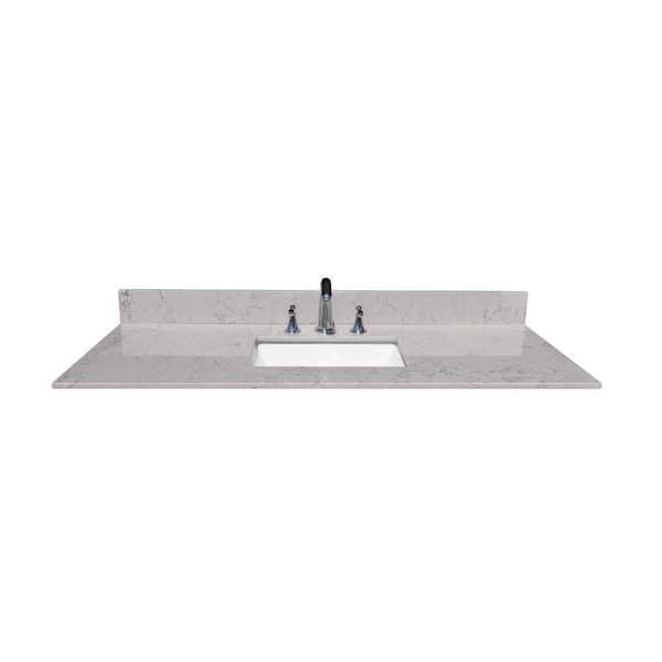 49 in. W x 22 in. D Engineered stone composite Vanity Top in Grey with ...