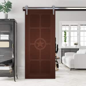 30 in. x 84 in. The Trailblazer Coffee Wood Sliding Barn Door with Hardware Kit in Stainless Steel