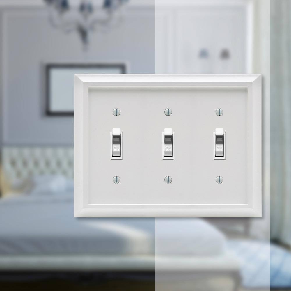 White Composite Triple Toggle Light Switch Wall Plate