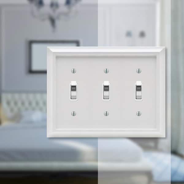 Deerfield 3 Gang Toggle Composite Wall Plate - White