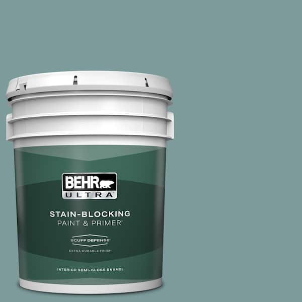 BEHR ULTRA 5 gal. #PMD-35 Blue Agave Extra Durable Semi-Gloss Enamel Interior Paint & Primer