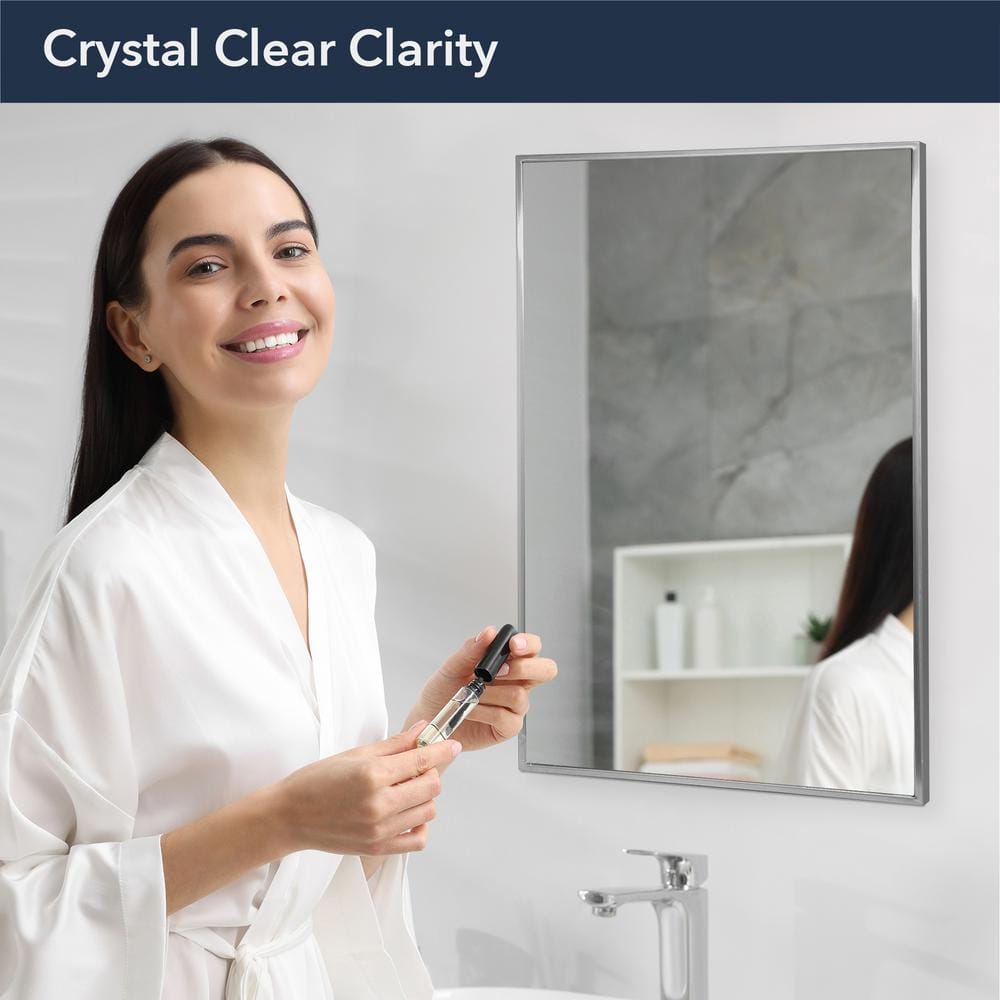 Elegant Brushed Nickel Stainless Steel 22x34 Vanity Mirror