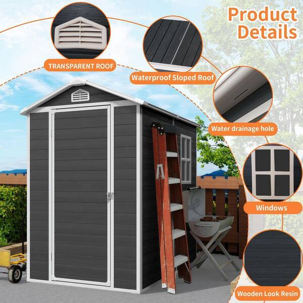 ToolCat 4 ft. W x 6 ft. D Plastic Shed with Side Window with Floor