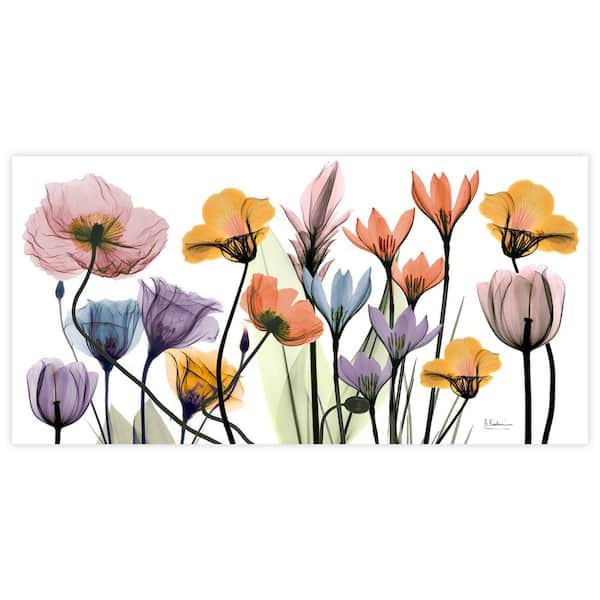 "Flowerscape Portrait" Unframed Free Floating Tempered Glass Panel Graphic Wall Art Print 24 in. x 48 in.