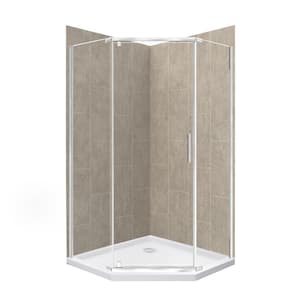 Cove 42 in. L x 42 in. W x 78 in. H Corner Shower Stall/Kit with Corner Drain in Shale and Silver
