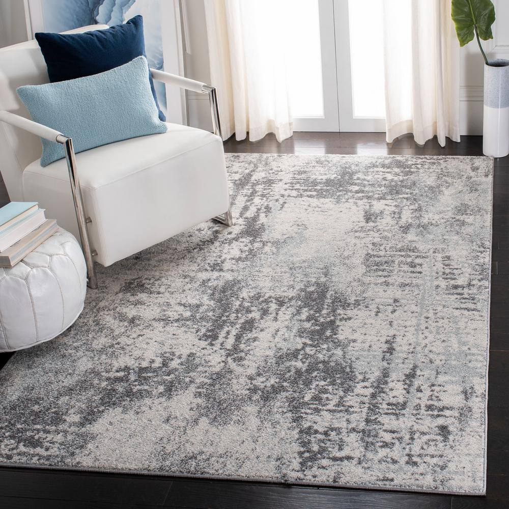Ivory and Charcoal 8' x 10' Synthetic Area Rug