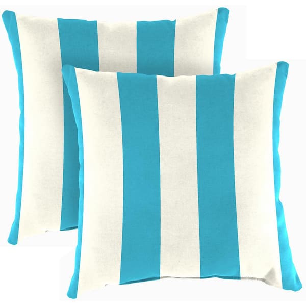 Jordan Manufacturing 16 in. L x 16 in. W x 4 in. T Outdoor Throw Pillow in Cabana Turquoise (2-Pack)