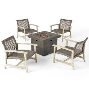 Breakwater Mixed Black 5-Piece Wood Patio Fire Pit Seating Set
