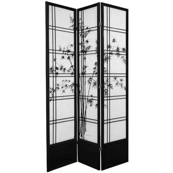 Oriental Furniture 7 ft. Black 3-Panel Room Divider