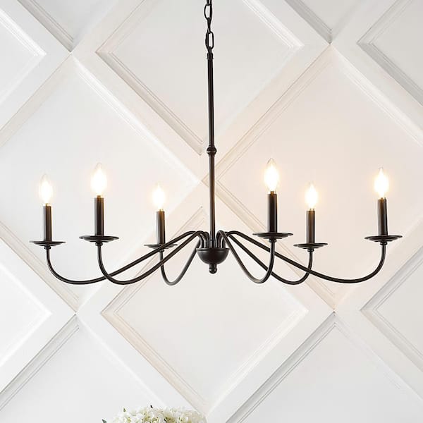 6-Light 34.75 in. Oil Rubbed Bronze Wicklow Bohemian Farmhouse Iron LED Chandelier
