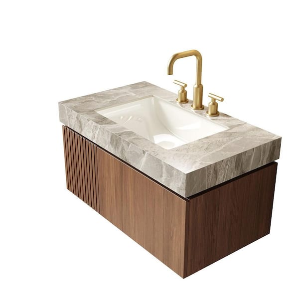 LIVACA 36 in. Drop-In Sink Bathroom Sink in Light Gray Sintered