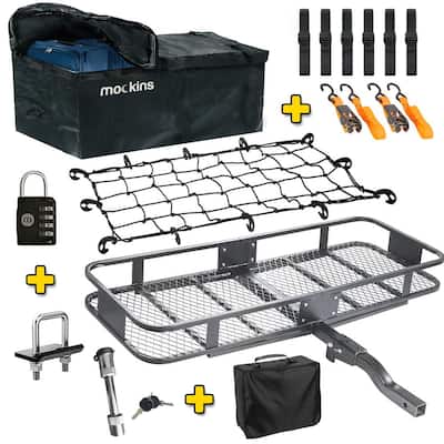 500 lbs. Capacity XL Hitch Mount Cargo Carrier Set w/Folding Shank and 2 in. Raise Includes Cargo Bag Net Straps Locks