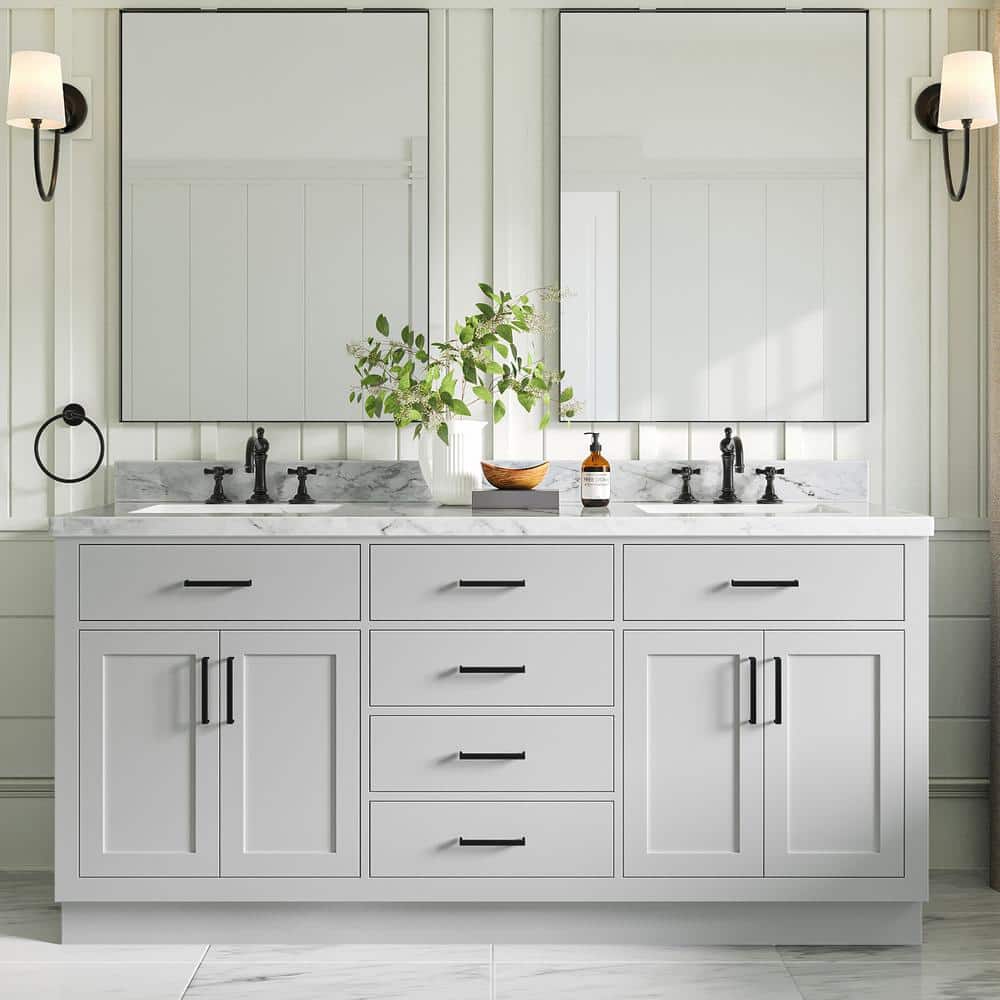 Hepburn 72" Gray Hardwood Double Basin Freestanding Vanity
