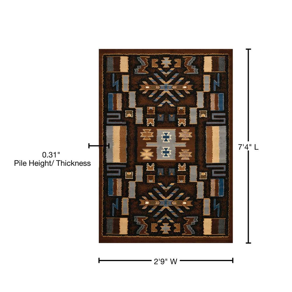 Manhattan Pelham Modern Southwestern Runner Rug, Brown, 1'11" x 7'4"