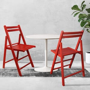 Casual Home Red Wooden Folding Chairs 2-Pcs Set