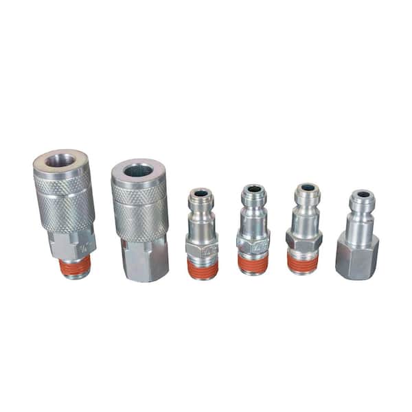 Husky 6-Piece 1/4 in. T-Coupler Plug with Increased Flow