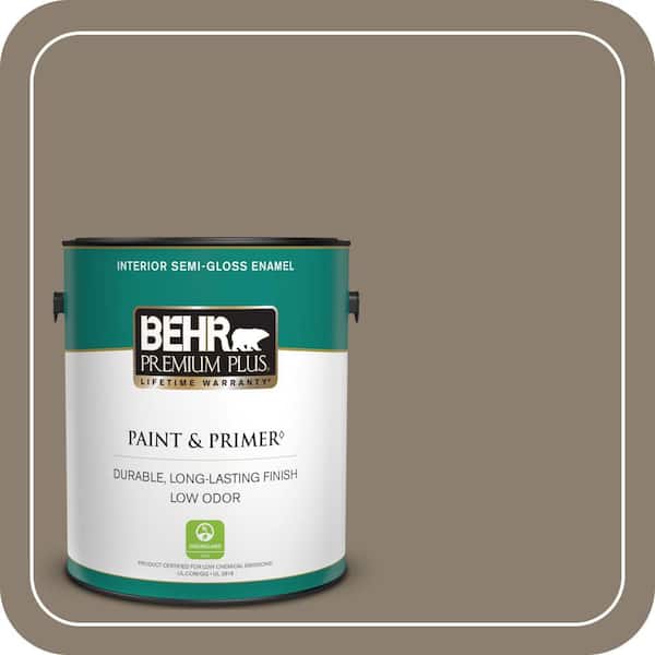 BEHR PREMIUM PLUS 1 gal. #BNC-36 Restful Brown Semi-Gloss Enamel Low Odor Interior Paint & Primer