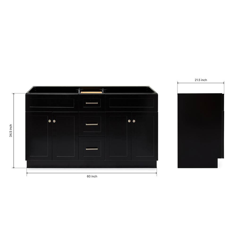 Hamlet 60'' Black Double Freestanding Bathroom Vanity Cabinet