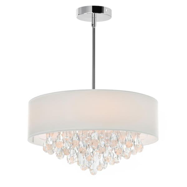CWI Lighting Dash 4 Light Drum Shade Chandelier With Chrome Finish