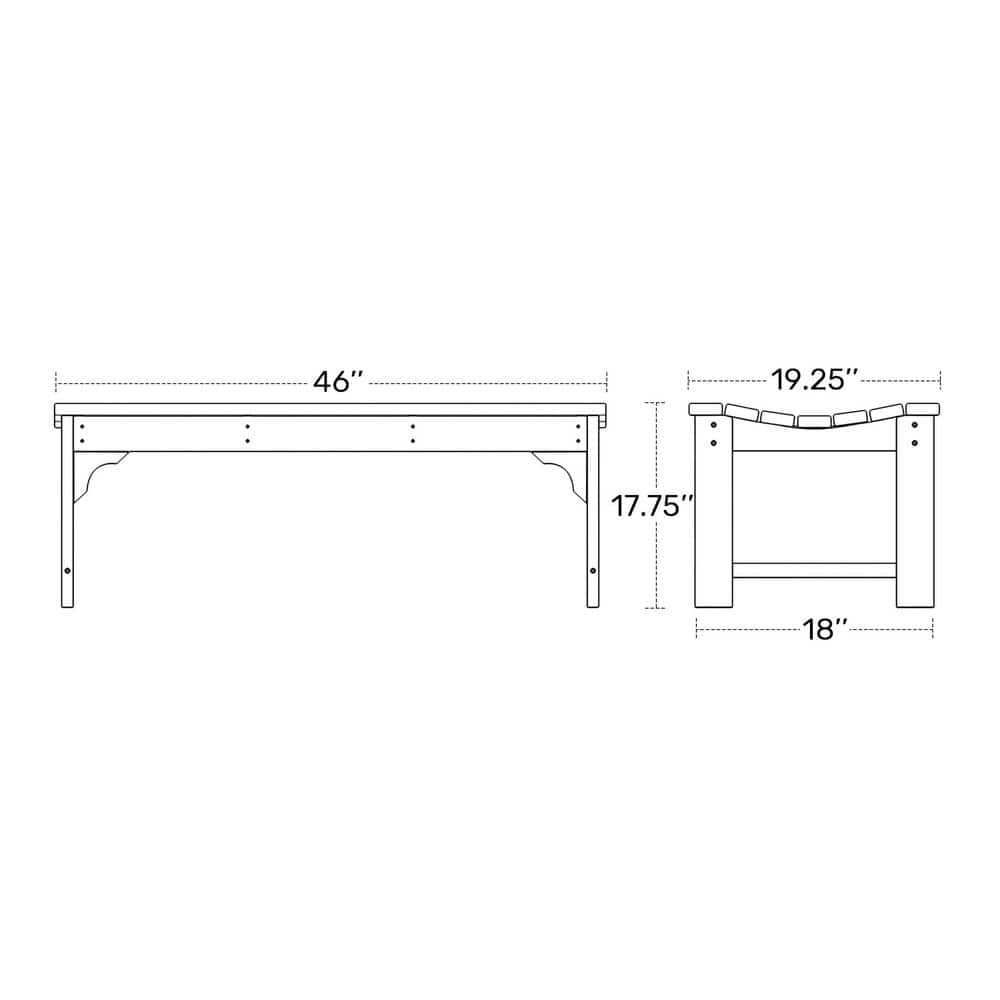 Weathered Wood 46" HDPE Outdoor Backless Bench