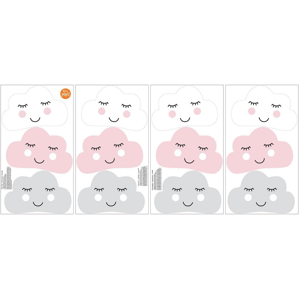 Blushing Clouds Pink and Gray Nursery Wall Decal Set