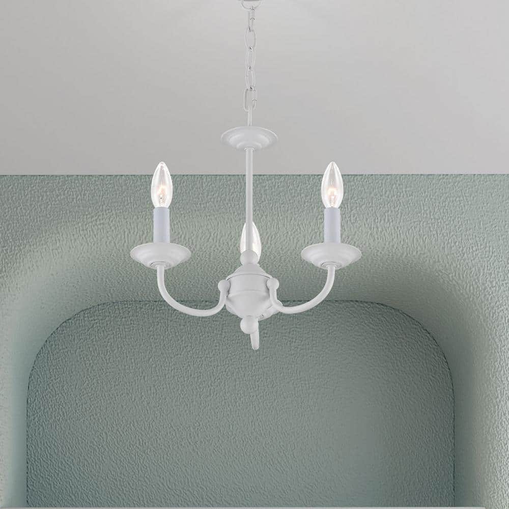Elegant Mini 3-Light Candle Chandelier in Classic White